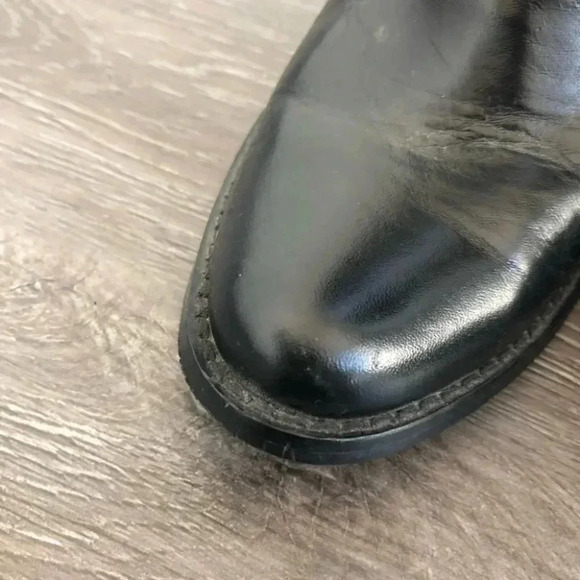 Harley Davidson Black Leather Heeled Western Block Heel Mid Calf Boots Point Toe - Picture 7 of 13